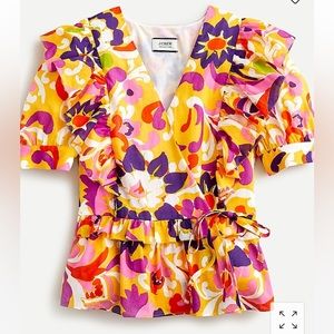 J.Crew Ruffle Wrap Top, floral print, size 6 NWT